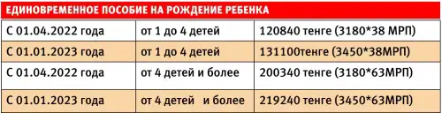 Единовременное пособие на рождение ребёнка в Казахстане в 2023 году